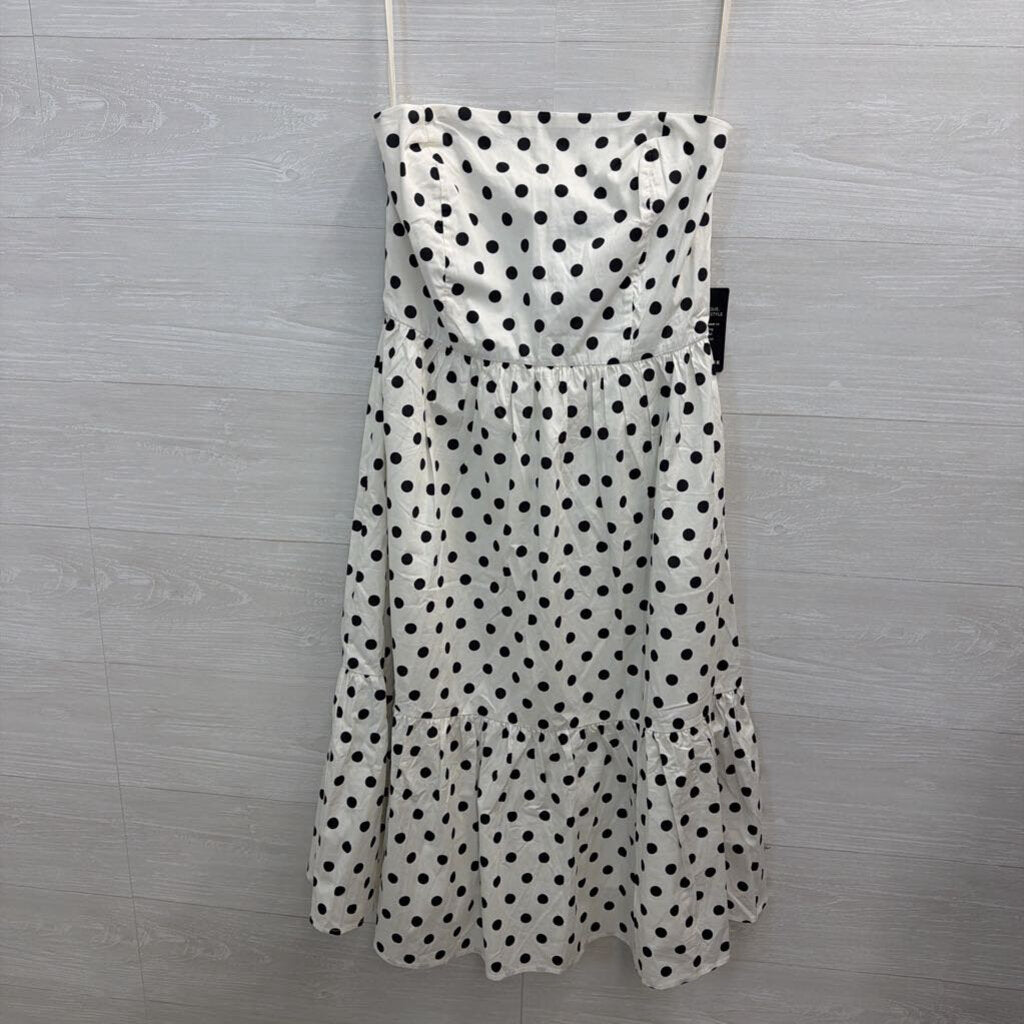 Boston Proper White/ Black Polka Dot Strapless Dress 8
