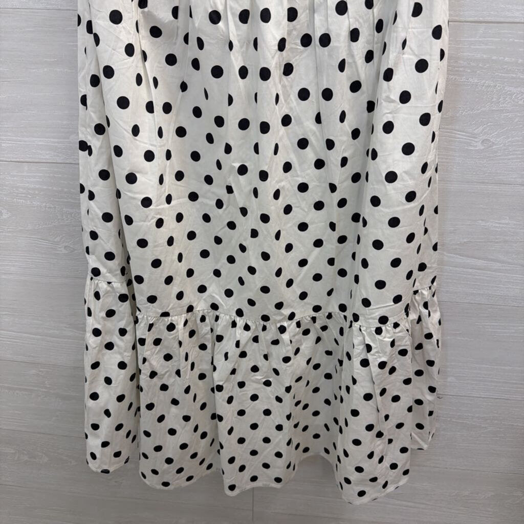 Boston Proper White/ Black Polka Dot Strapless Dress 8