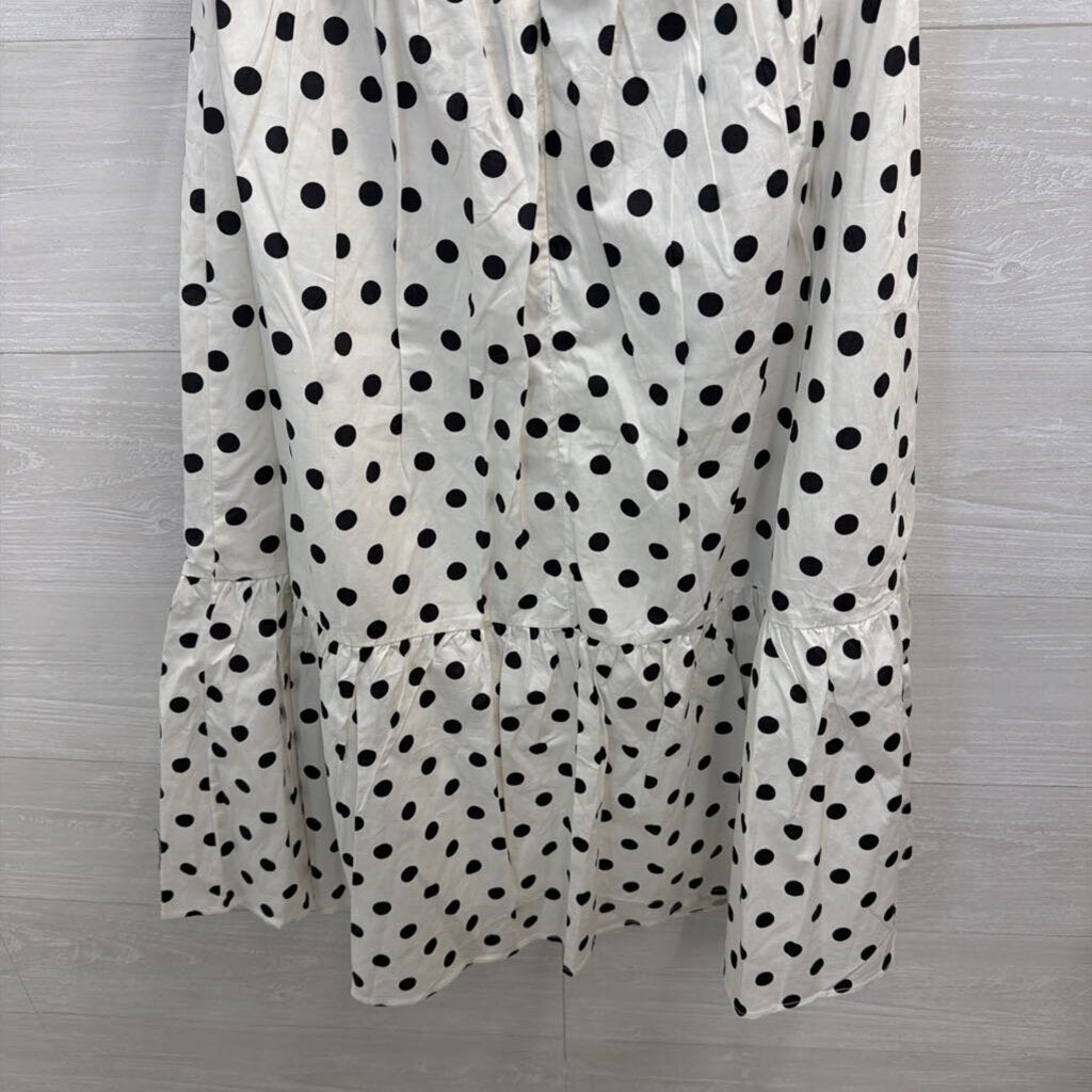 Boston Proper White/ Black Polka Dot Strapless Dress 8