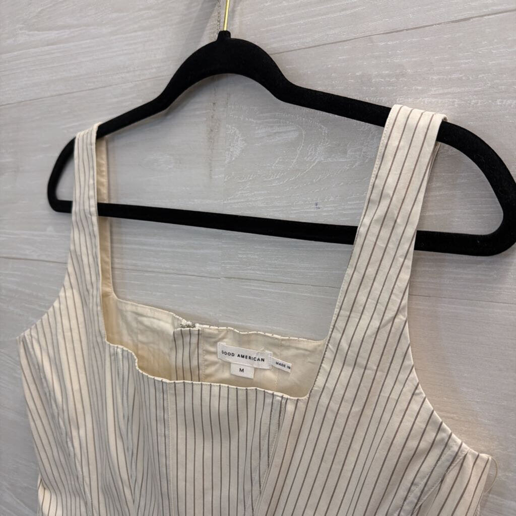 Good American White/ Grey Striped Corset Top Medium