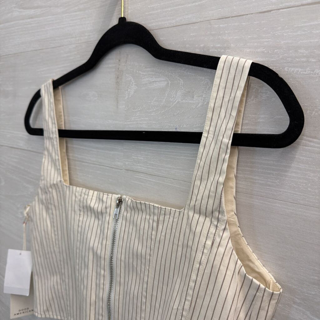 Good American White/ Grey Striped Corset Top Medium