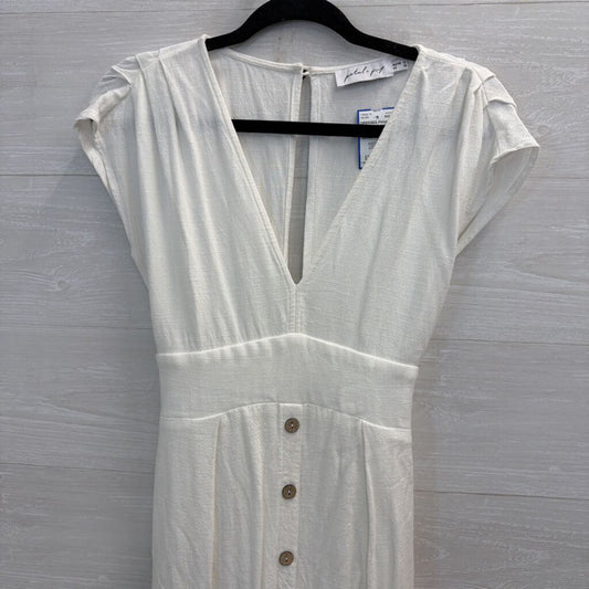 Petal and Pup White Short Sleeve Button Detail Midi Dress 10