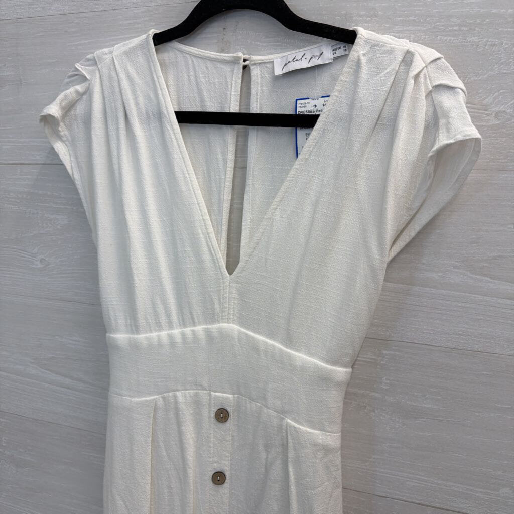 Petal and Pup White Short Sleeve Button Detail Midi Dress 10