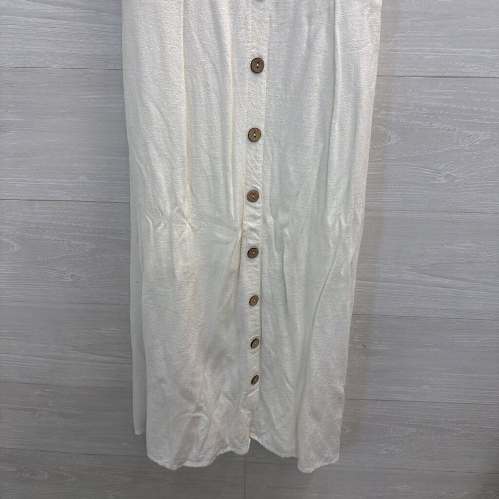 Petal and Pup White Short Sleeve Button Detail Midi Dress 10