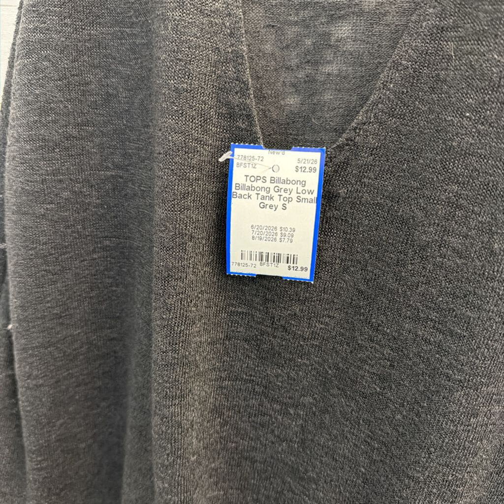 Billabong Grey Low Back Tank Top Small