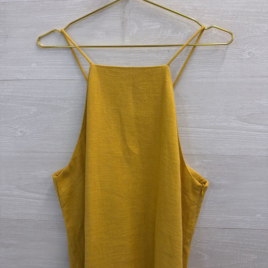 Roolee Yellow High Neck Midi Dress Large