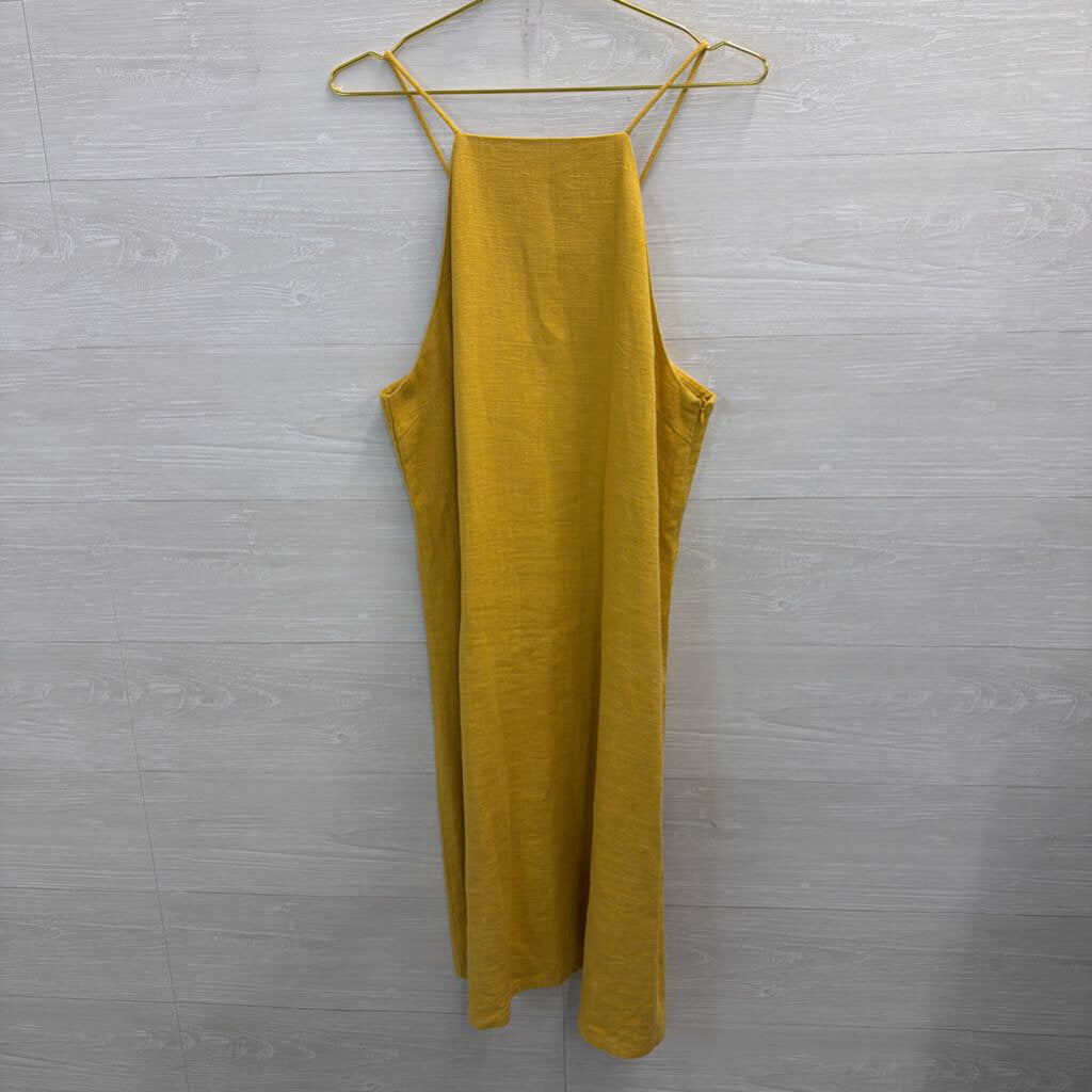 Roolee Yellow High Neck Midi Dress Large