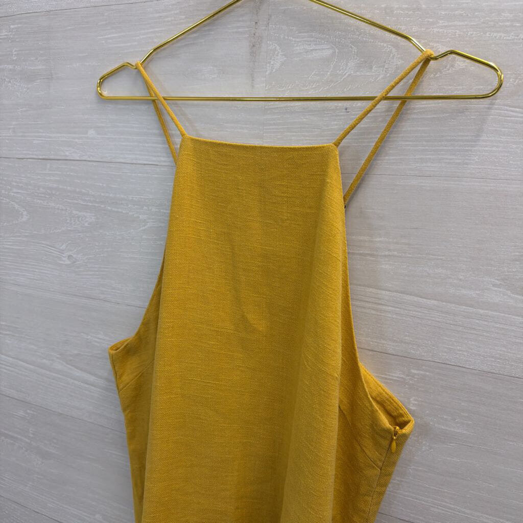 Roolee Yellow High Neck Midi Dress Large