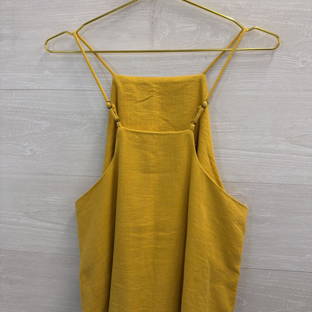 Roolee Yellow High Neck Midi Dress Large