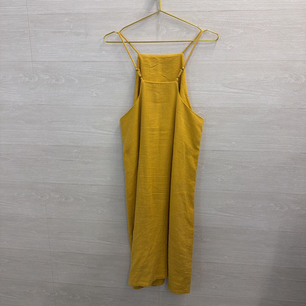 Roolee Yellow High Neck Midi Dress Large