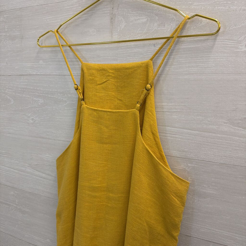 Roolee Yellow High Neck Midi Dress Large