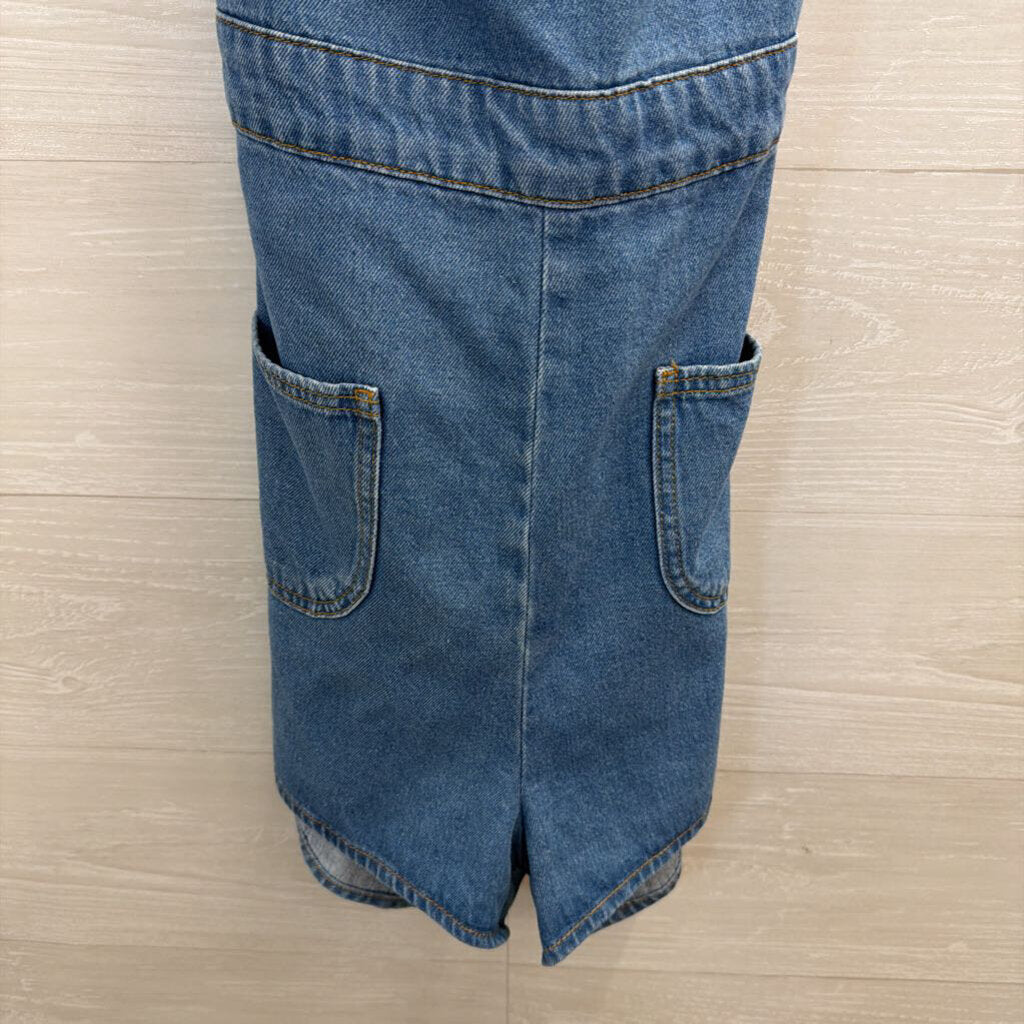 Urban Outfitters Medium Wash Denim Lace Up Back Romper 10
