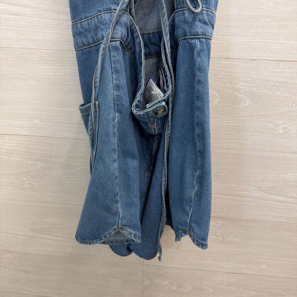 Urban Outfitters Medium Wash Denim Lace Up Back Romper 10