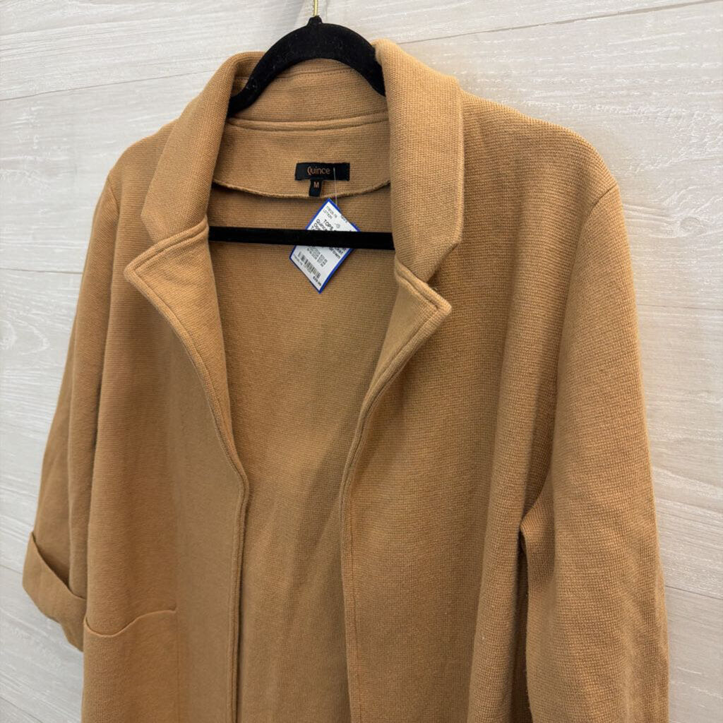 Quince Brown Knit Open Front Jacket Top Medium