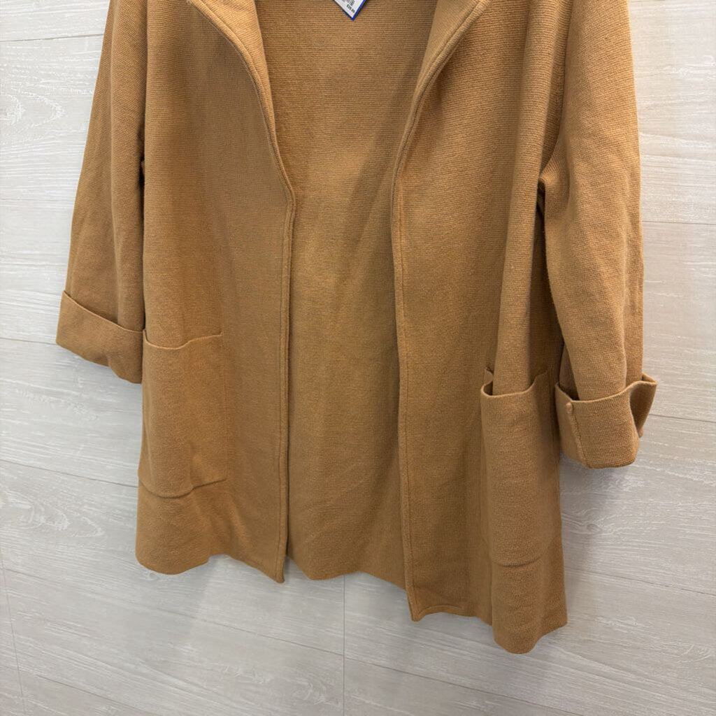 Quince Brown Knit Open Front Jacket Top Medium