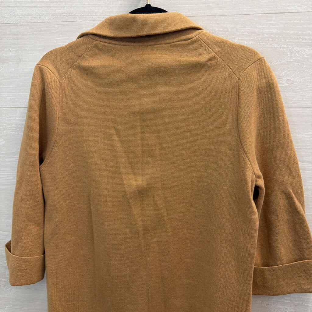Quince Brown Knit Open Front Jacket Top Medium