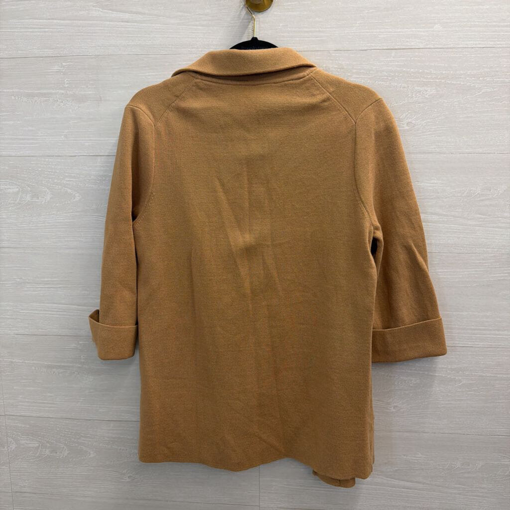 Quince Brown Knit Open Front Jacket Top Medium