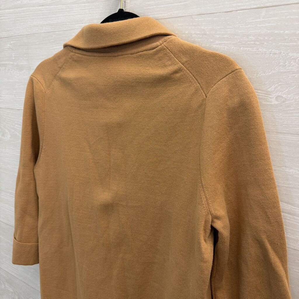 Quince Brown Knit Open Front Jacket Top Medium