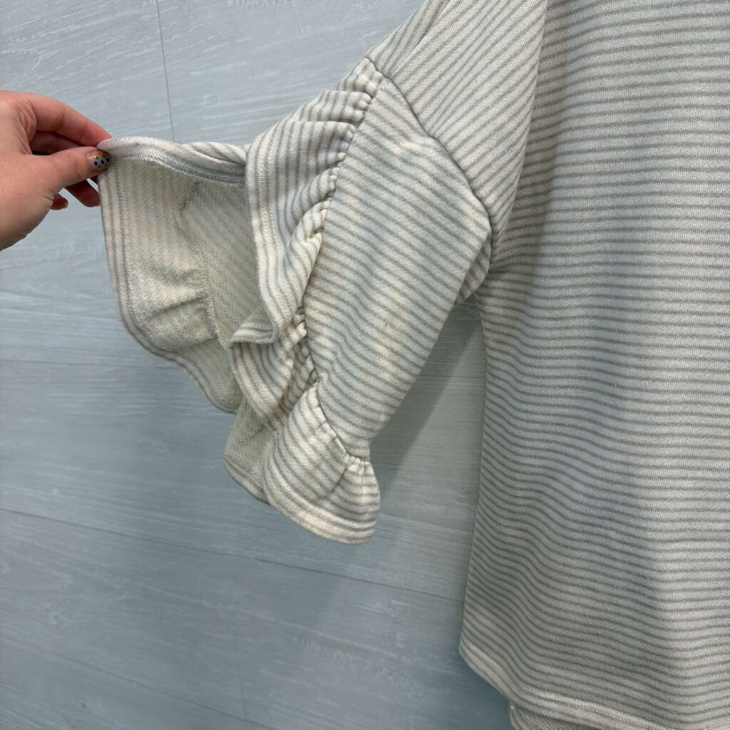 Abound White/ Beige Striped Short Sleeve Boxy Top Small