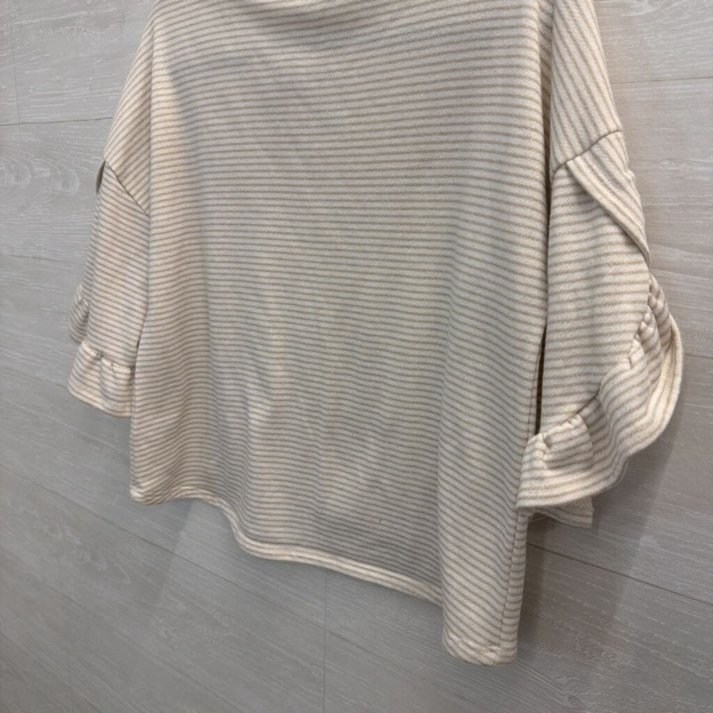 Abound White/ Beige Striped Short Sleeve Boxy Top Small