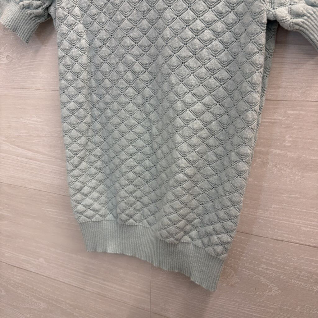 Loft Blue Knit Short Puff Sleeve Top Extra Small Petite