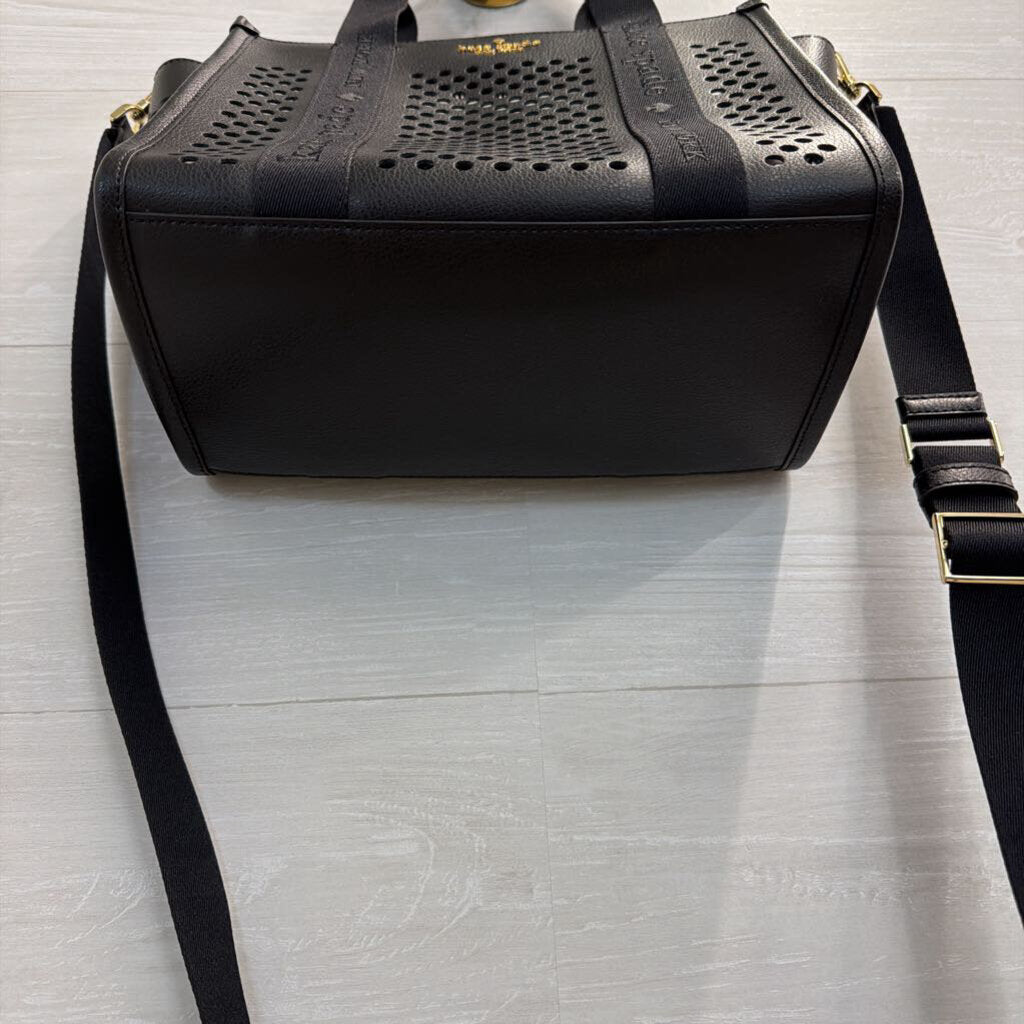 Kate Spade Black Kip Perforated Leather Tote Purse