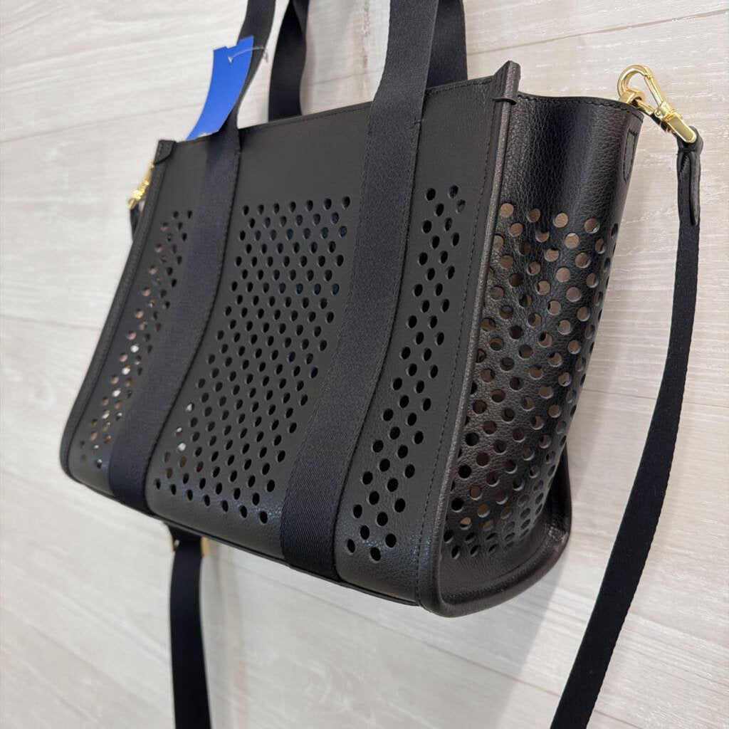 Kate Spade Black Kip Perforated Leather Tote Purse