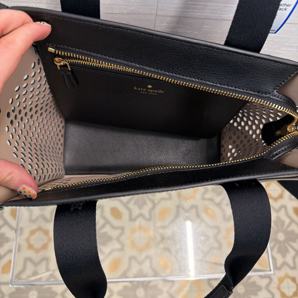 Kate Spade Black Kip Perforated Leather Tote Purse