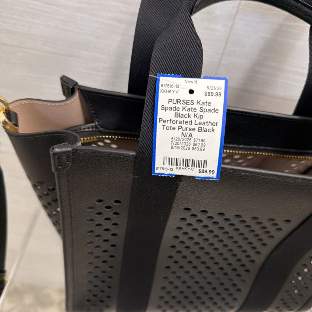 Kate Spade Black Kip Perforated Leather Tote Purse