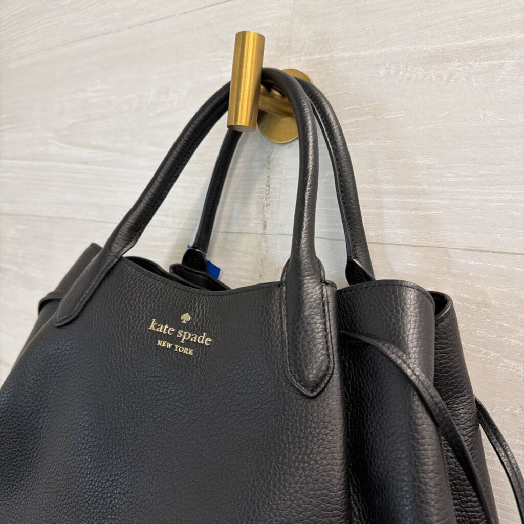 Kate Spade Black Pebbled Leather Dumpling Satchel Purse