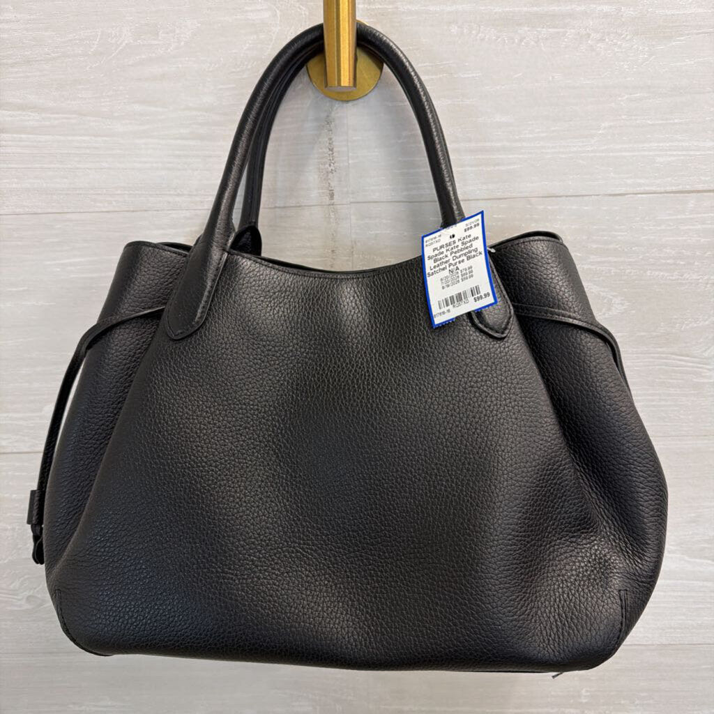 Kate Spade Black Pebbled Leather Dumpling Satchel Purse