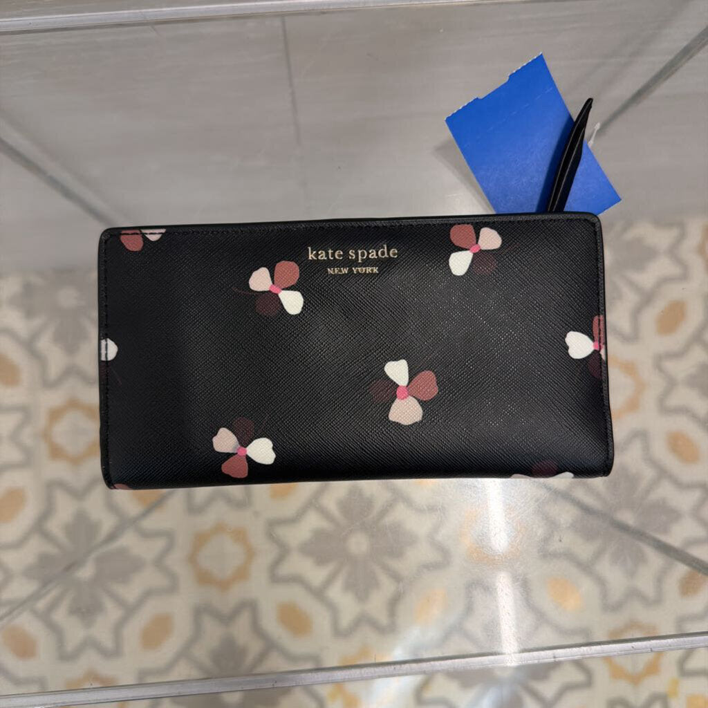 Kate Spade Black Cameron Ditsy Buds Bifold Wallet