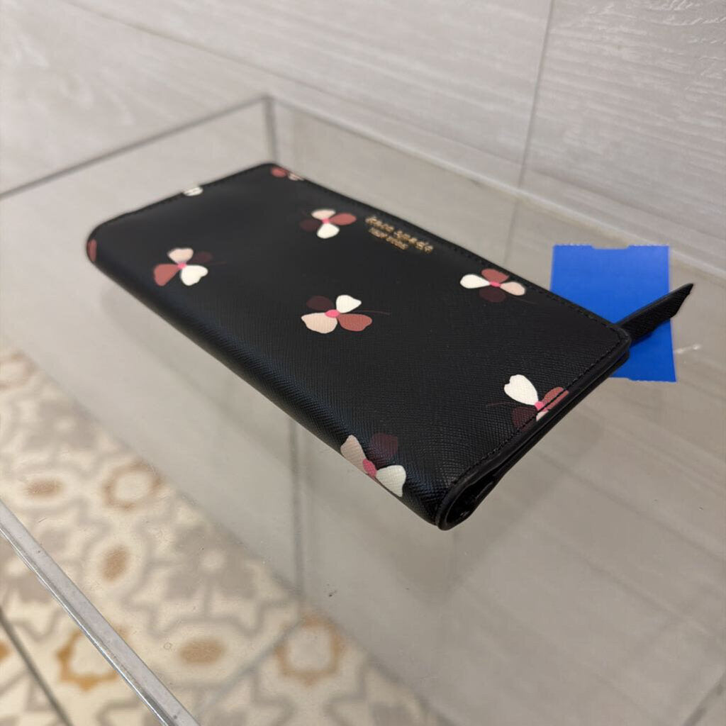 Kate Spade Black Cameron Ditsy Buds Bifold Wallet