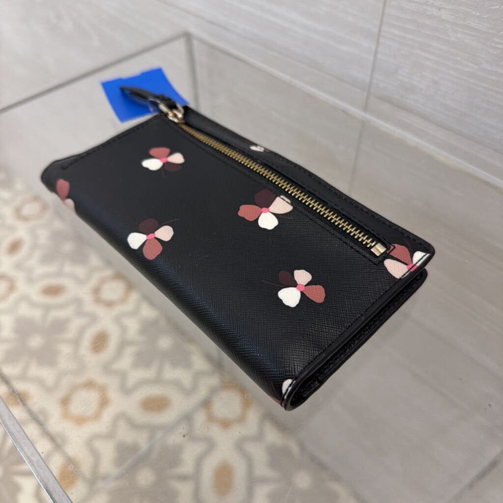 Kate Spade Black Cameron Ditsy Buds Bifold Wallet