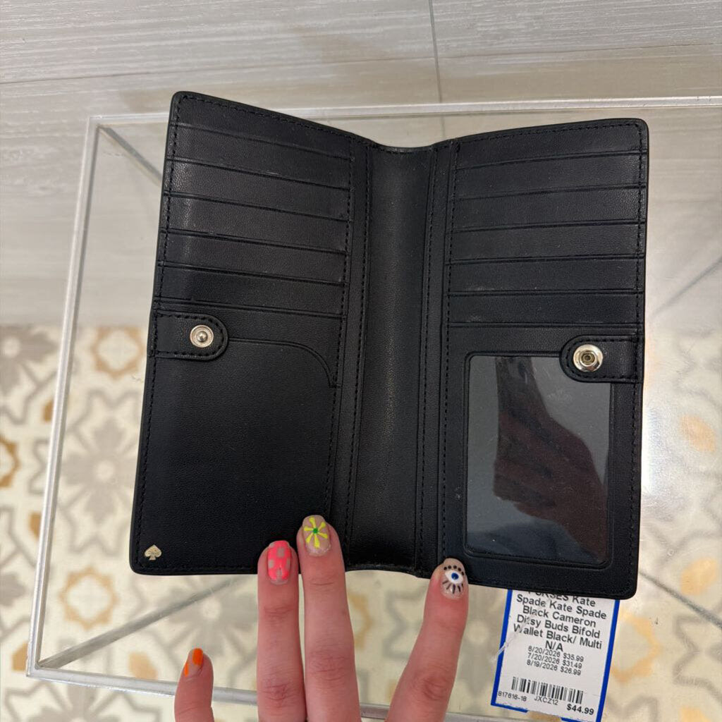 Kate Spade Black Cameron Ditsy Buds Bifold Wallet