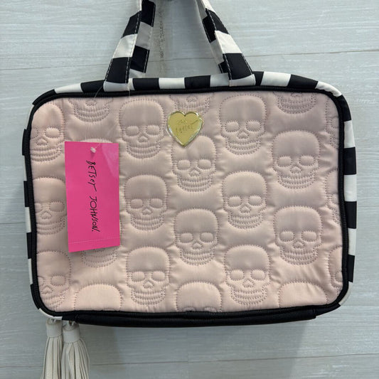 Betsey Johnson Black/ Pink Skeleton Print Travel Case