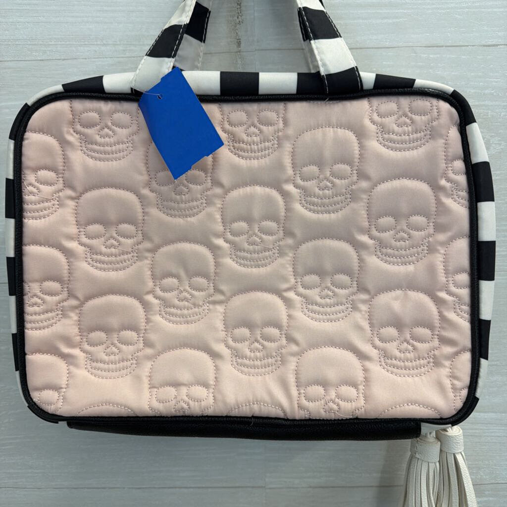 Betsey Johnson Black/ Pink Skeleton Print Travel Case
