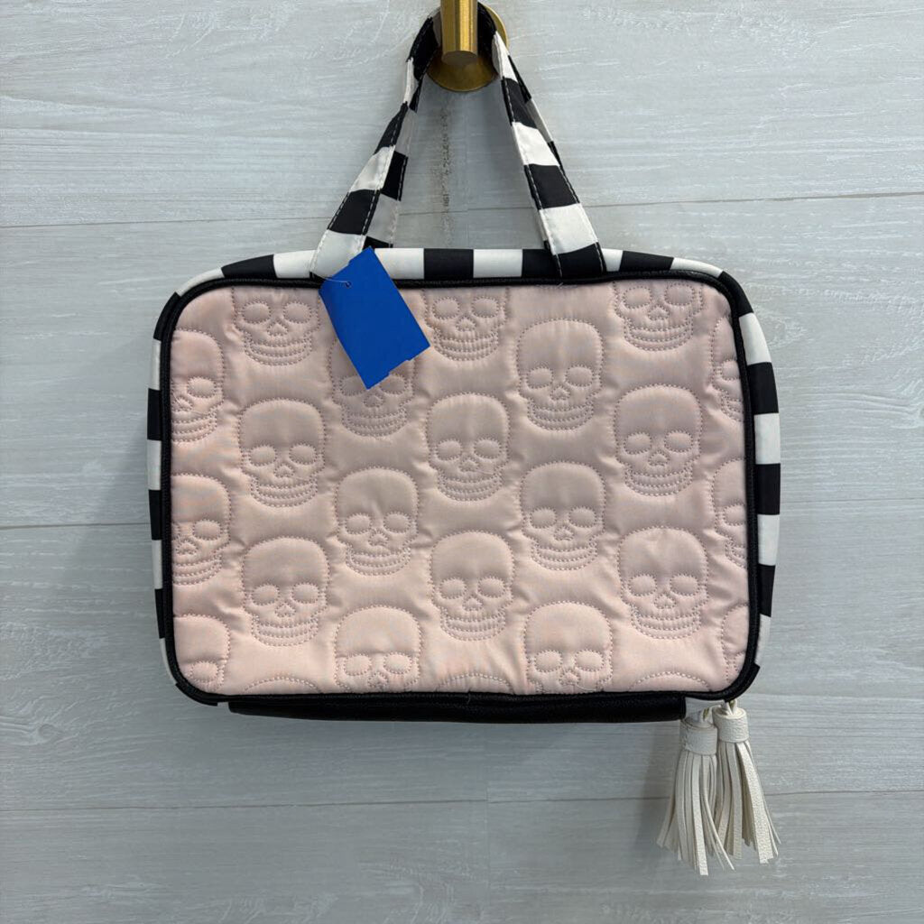 Betsey Johnson Black/ Pink Skeleton Print Travel Case