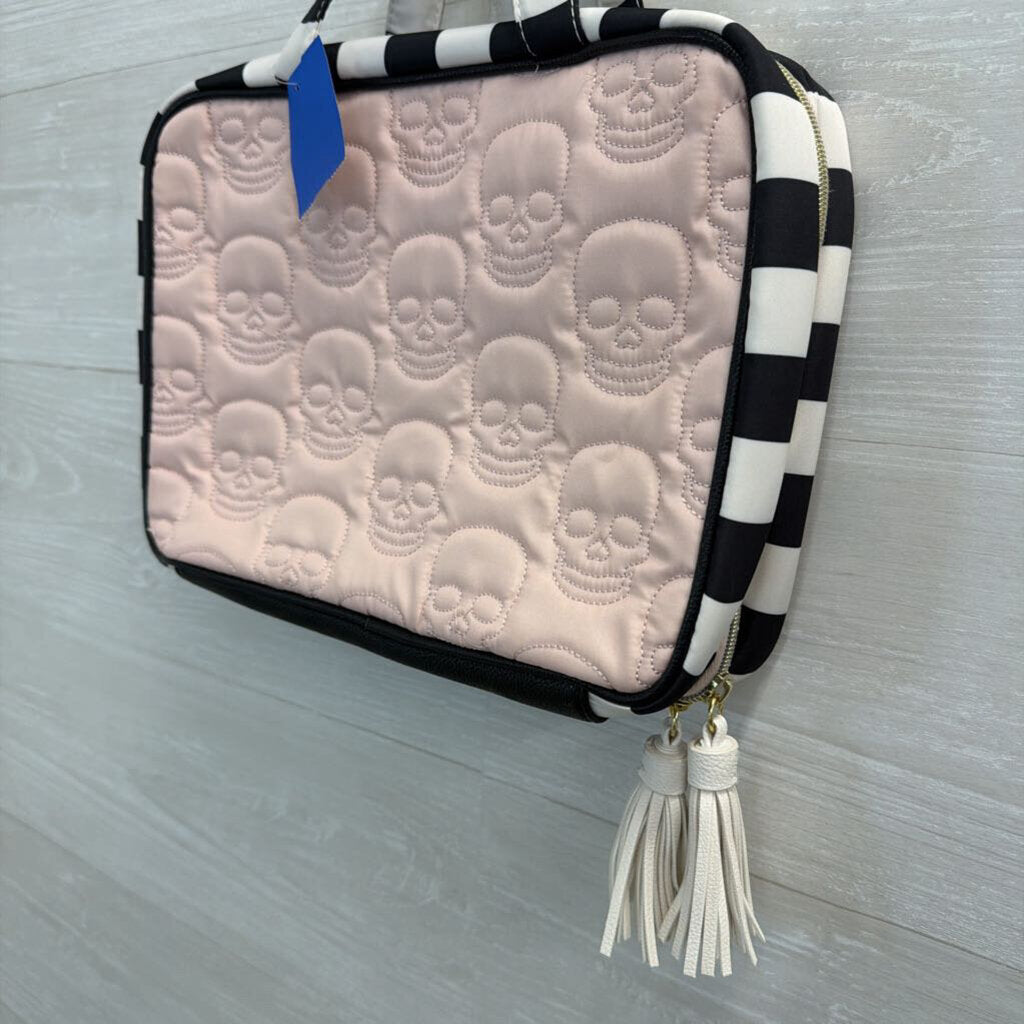Betsey Johnson Black/ Pink Skeleton Print Travel Case