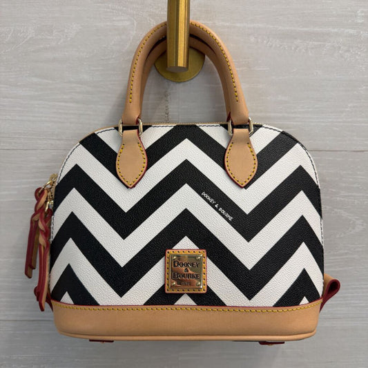Dooney and Bourke White/ Black Chevron Bitsy Purse