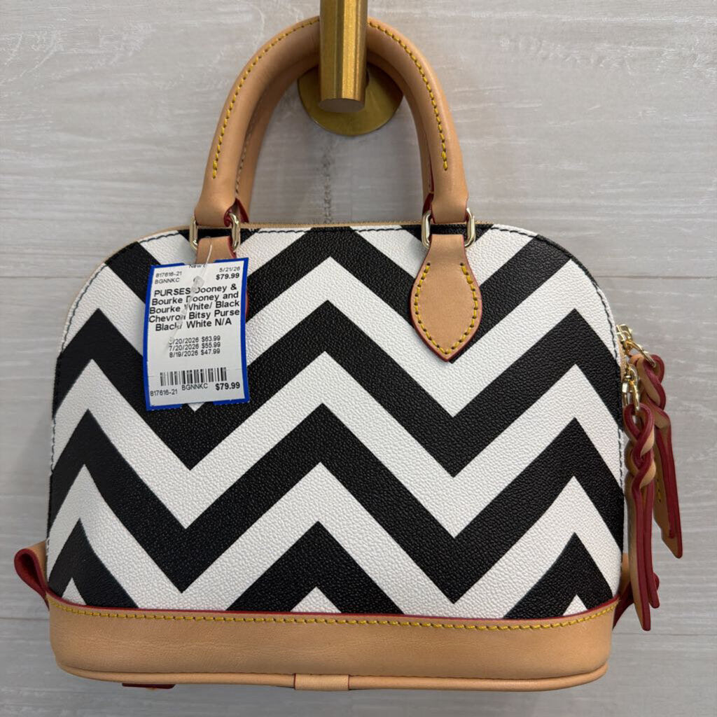 Dooney and Bourke White/ Black Chevron Bitsy Purse