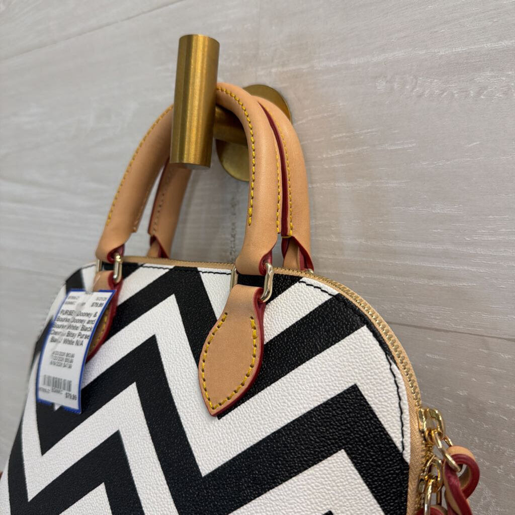 Dooney and Bourke White/ Black Chevron Bitsy Purse