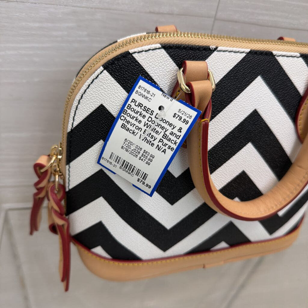 Dooney and Bourke White/ Black Chevron Bitsy Purse