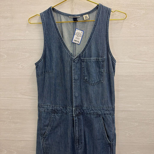 Dark Wash Denim Barrel Leg Sleeveless Jumpsuit 2
