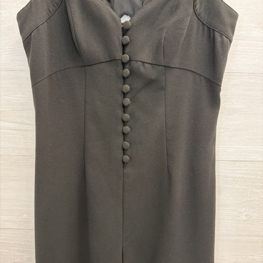 HD Paris Black Cross Back Button Front Sleeveless Jumpsuit 2
