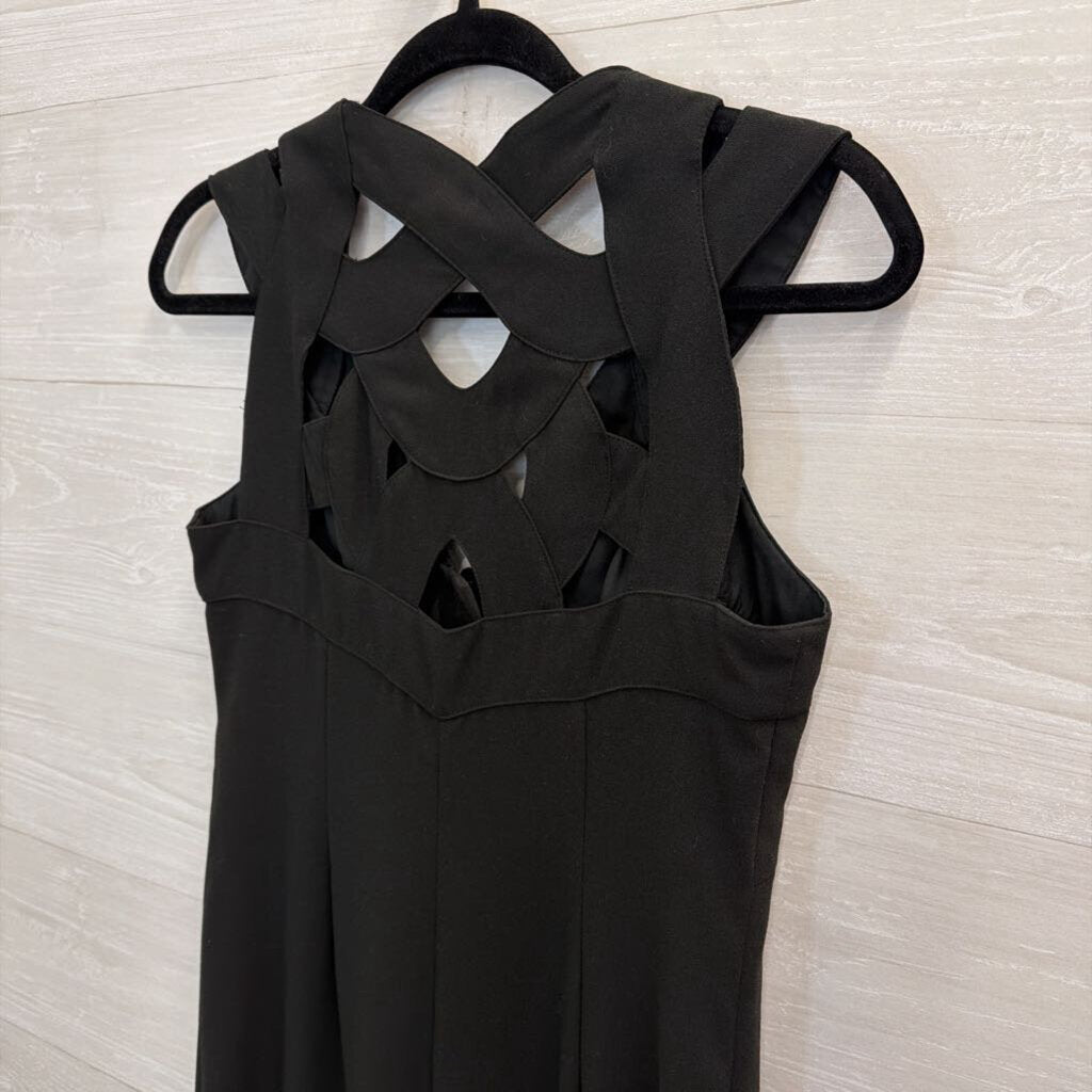 HD Paris Black Cross Back Button Front Sleeveless Jumpsuit 2
