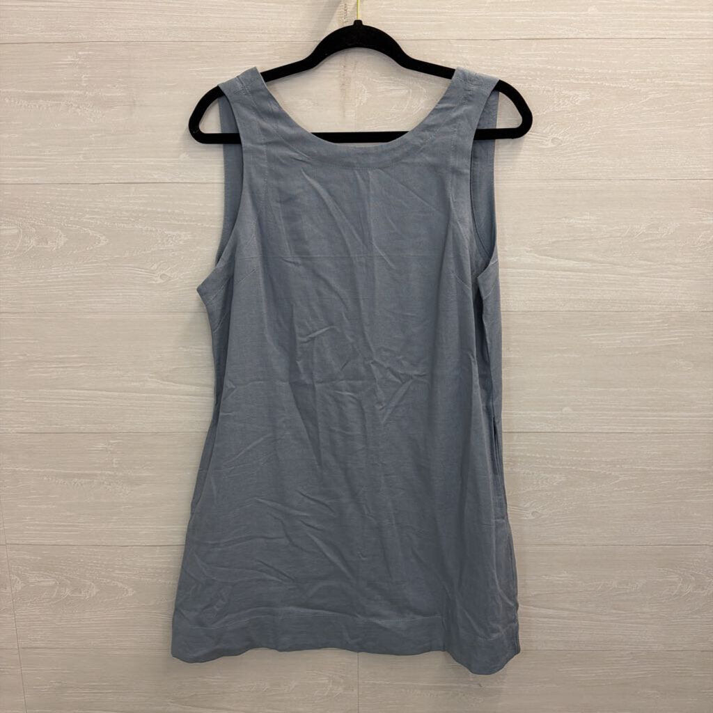 Blue Linen Blend Sleeveless Shift Dress Small