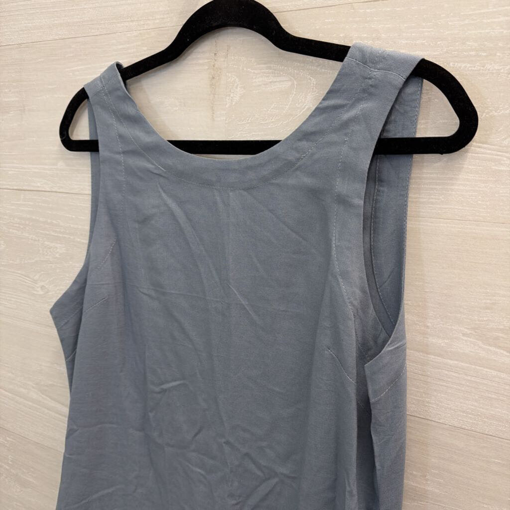 Blue Linen Blend Sleeveless Shift Dress Small