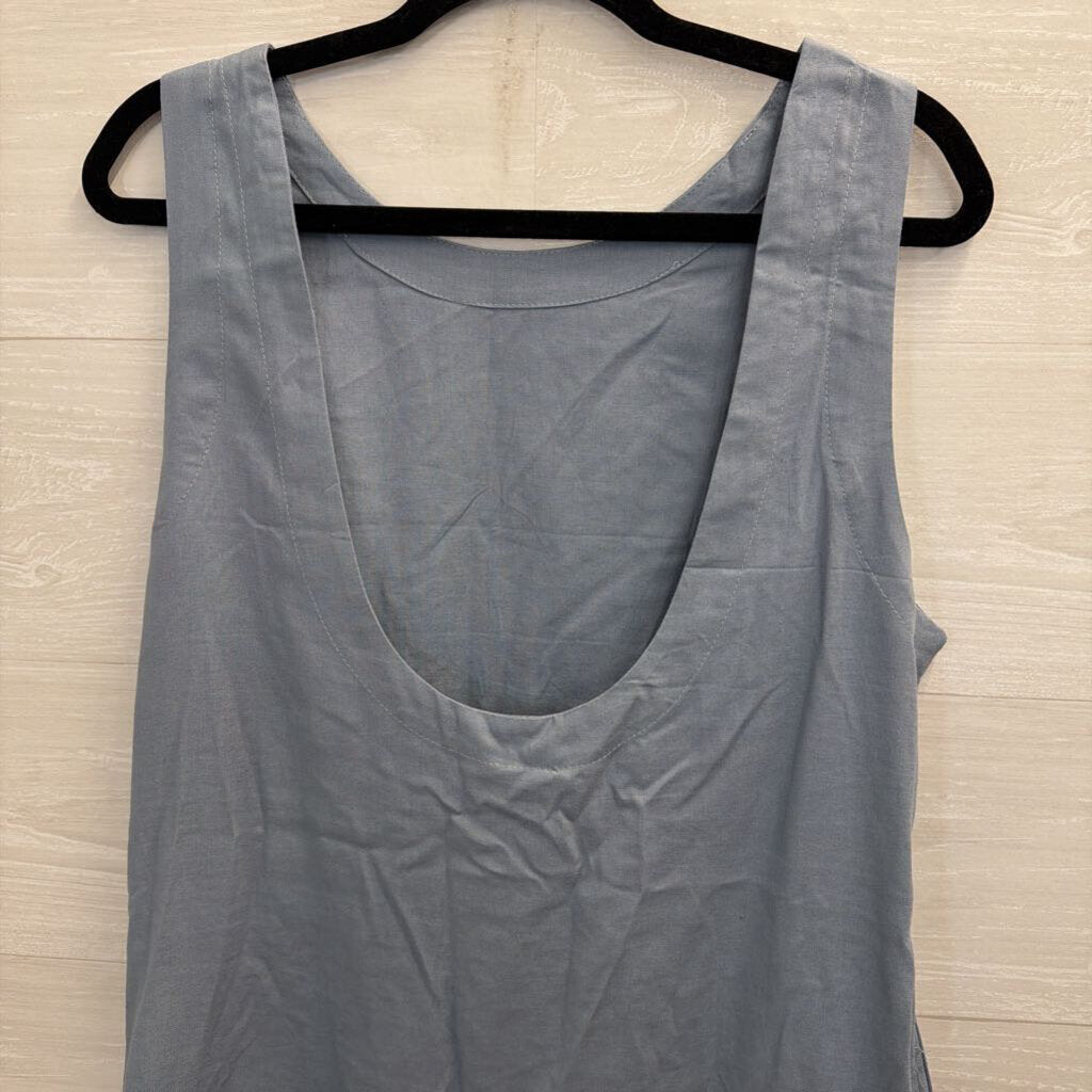 Blue Linen Blend Sleeveless Shift Dress Small