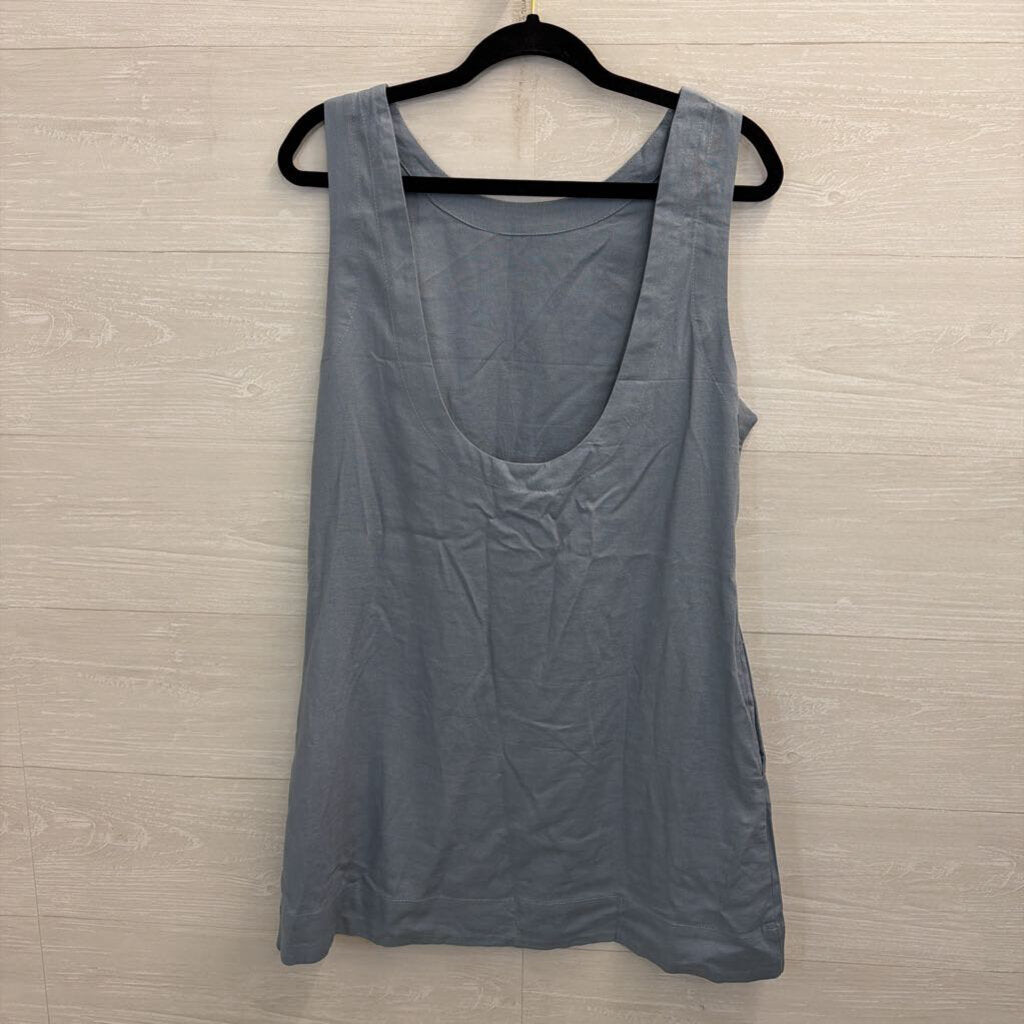 Blue Linen Blend Sleeveless Shift Dress Small